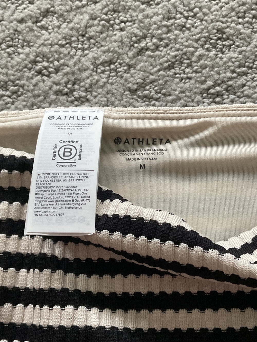 Athleta Black & Cream Striped Bikini Bottom 0473 - Picture 2 of 6